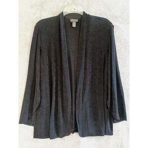 Chicos Travelers Sz‎ 3 / Xl Cardigan Cape Slinky Black Long Sleeve Open Front